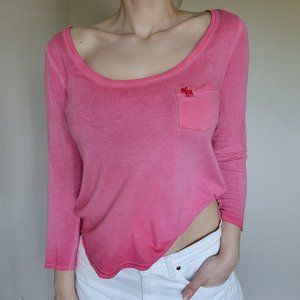 Pink Faded Scoop Neck Tee